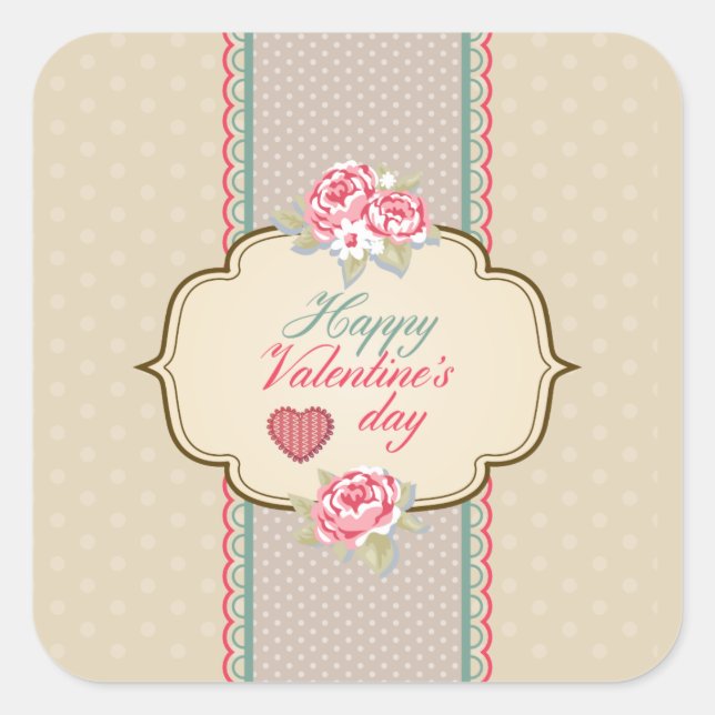 Vintage Classic Happy Valentine's Day Sticker Seal (Front)
