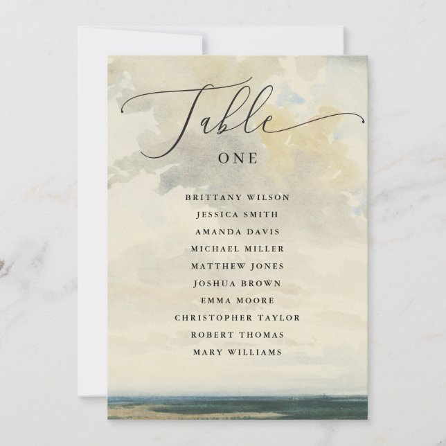 Vintage Classic Landscape Wedding Seating Chart Invitation (Front)