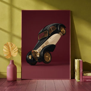 Vintage Classic Luxury Car Doing a Wheelie Art Poster