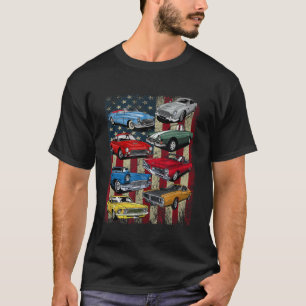 Vintage Classic Muscle Car Retro American Flag Pat T-Shirt