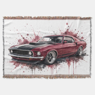 Vintage Classic Muscle Car Throw Blanket