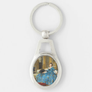 Vintage Classic Painting of Sassy Girl with Fan Key Ring