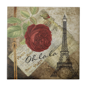 Vintage Classic Paris Floral Style Ceramic Tile