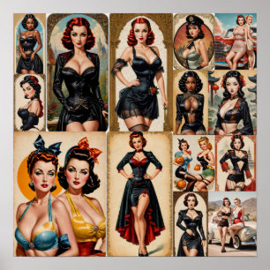 Vintage Classic Pin-up Girls Collection Design Poster