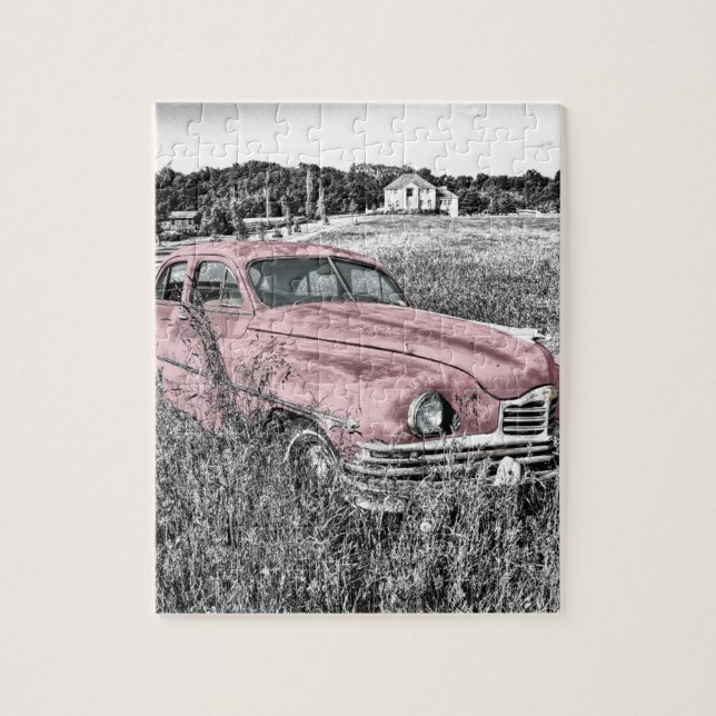 Vintage Classic Pink Car Jigsaw Puzzle (Vertical)