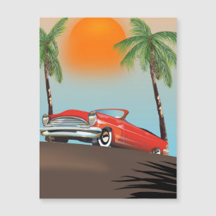 Vintage Classic Red Car In Paradise