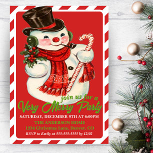 Vintage Classic Snowman Custom Christmas Party Invitation