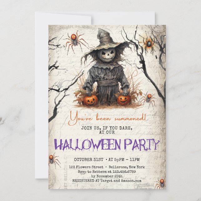 Vintage classic tradition Halloween scarecrow Invitation (Front)