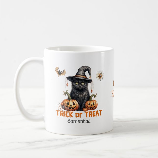 Vintage classic traditional Halloween black cat Coffee Mug (Left)