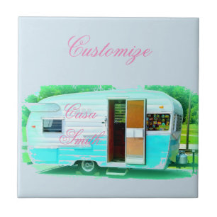 Vintage classic trailer gypsy caravan ceramic tile