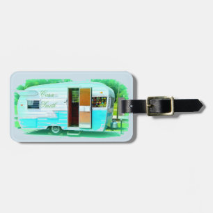 Vintage classic trailer gypsy caravan luggage tag