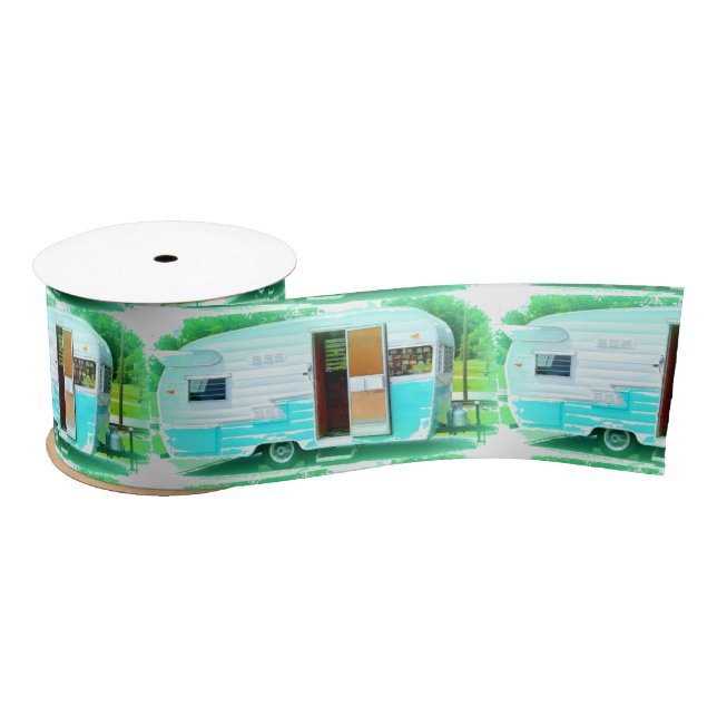 Vintage classic trailer gypsy caravan satin ribbon (Spool)