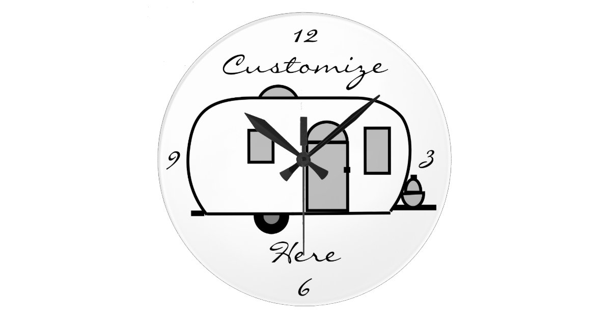 Vintage classic trailer rounded caravan large clock