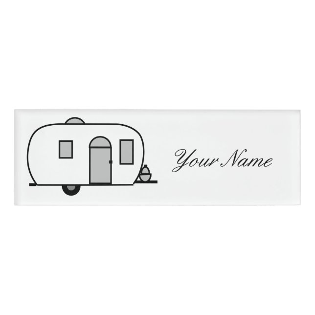 Vintage classic trailer rounded caravan name tag (Front)