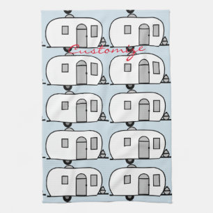 Vintage classic trailer rounded caravan tea towel