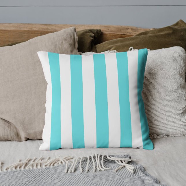 Vintage Classic Turquoise & White Stripes Cushion (Creator Uploaded)