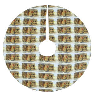 Vintage classic weathered wood caravan brushed polyester tree skirt
