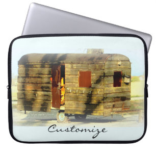 Vintage classic weathered wood caravan laptop sleeve