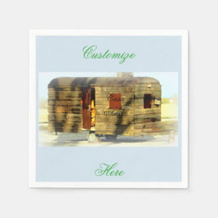 Vintage classic weathered wood caravan napkin