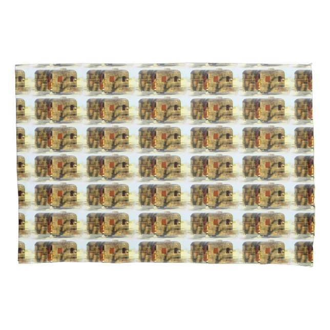 Vintage classic weathered wood caravan pillowcase (Front)