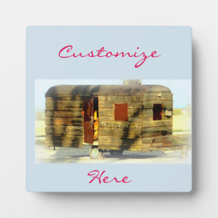 Vintage classic weathered wood caravan plaque