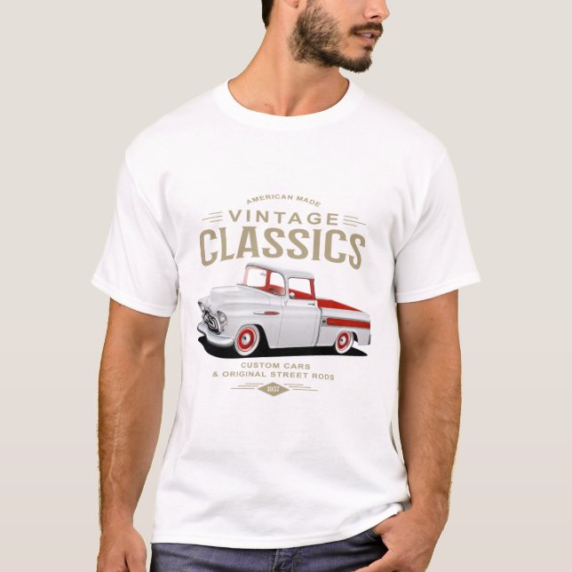 Vintage Classic White Truck T-Shirt (Front)