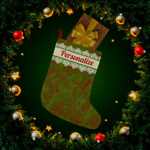 Vintage Classic William Morris Gold Holiday Large Christmas Stocking