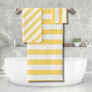 Vintage Classic Yellow & White Stripes Bath Towel Set