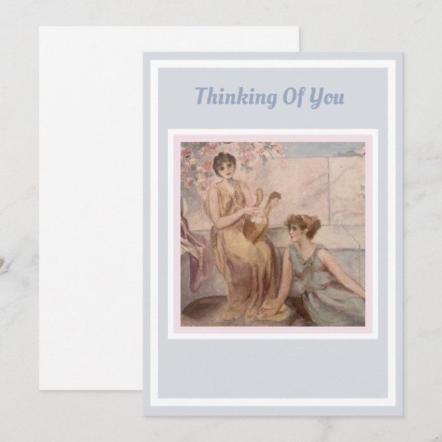 Vintage Classical Art Thinking of You Card Blue  (Front/Back)