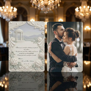 Vintage Classical Cream Hydrangea Romantic Photo Thank You Card