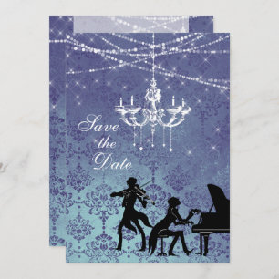 Vintage Classical Music Chandelier Save the Date Invitation