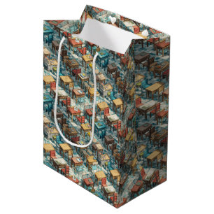Vintage Classroom Desks Back to School Pattern Medium Gift Bag