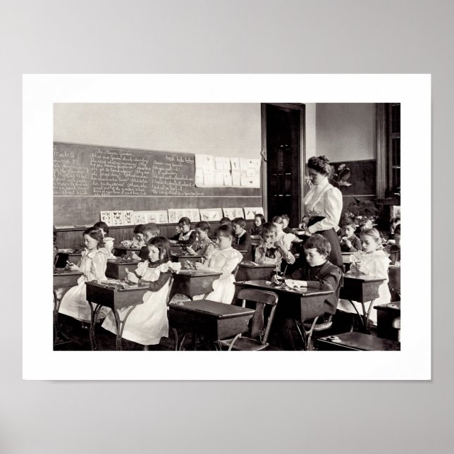 Vintage Classroom Scene Photo Print (Front)