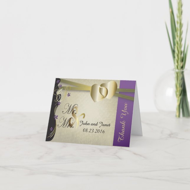 Vintage Classy Colour Amethyst Flowers Thank You Card (Front)