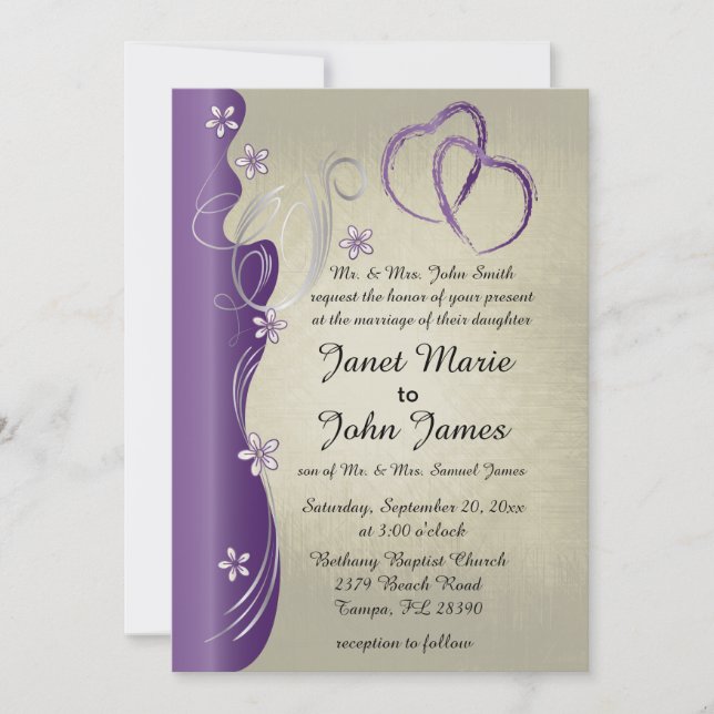 Vintage Classy Curvy Design | Amethyst Purple Invitation (Front)