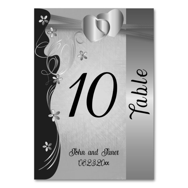 Vintage Classy Silver Heart  Table Number (Front)