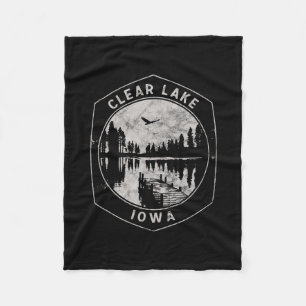 Vintage Clear Lake Iowa Outdoors Vacation Fleece Blanket