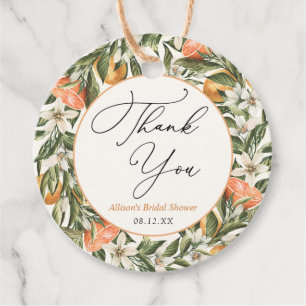 Vintage Clementine Cutie & Greenery Bridal Shower Favour Tags