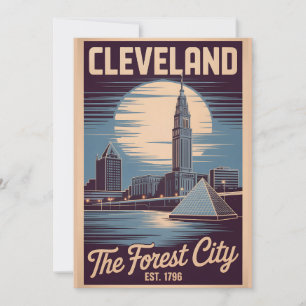 Vintage Cleveland Ohio Forest City Retro Travel Holiday Card