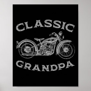 Vintage Clic Grandpa Funny Motorcycle Graphic Men' Poster