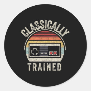 Vintage Clically Trained Video Game Adult Classic Round Sticker