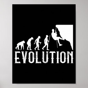 Vintage climber evolution - funny rock wall poster