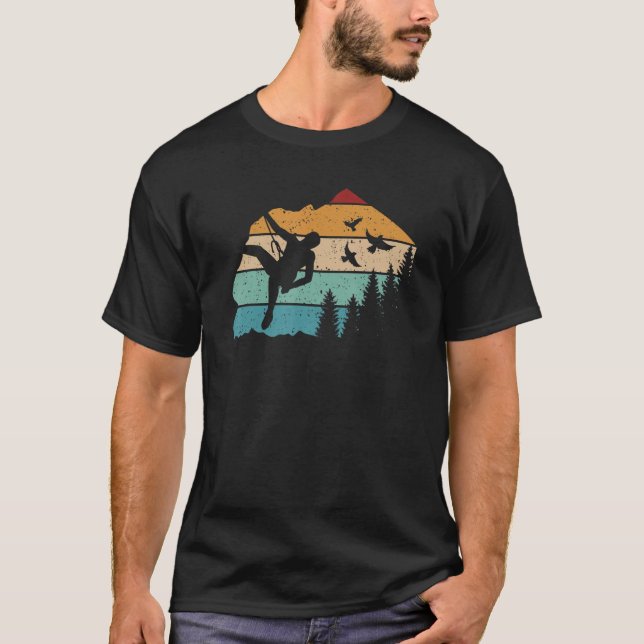 Vintage Climbing Bouldering Rock Climber Climbing T-Shirt (Front)
