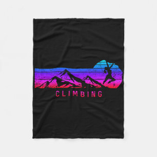 Vintage Climbing Mountain Women Rock Climber Hike Fleece Blanket