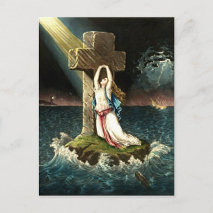Vintage Clinging To Christ The Rock in Faith 1871 Postcard