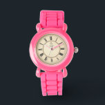 Vintage Clock Face Pink Wrist Watch<br><div class="desc">Make a bold and stylish statement with this vibrant pink wrist watch featuring a classic vintage clock face. This eye-catching timepiece blends retro charm with a pop of modern color, making it the perfect accessory for anyone who loves a fun, eclectic look. With its durable strap and elegant antique-style dial,...</div>