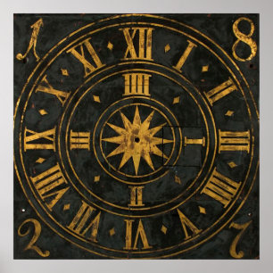 Vintage Clock Face Poster