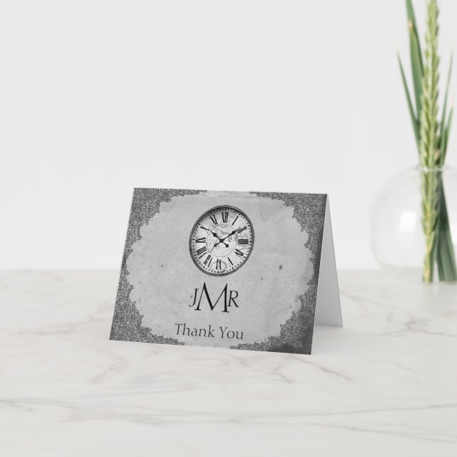 Vintage Clock on Paper 1st Anniversary Thank You (Front)