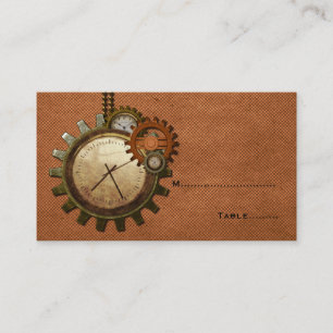 Vintage Clock Place Card, Copper Card