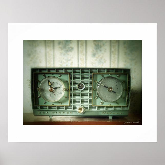 Vintage Clock Radio Poster Print (Front)